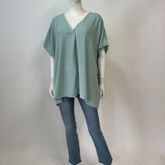 Entro Short Sleeve Mint Tunic V-Neck Top - Picture 1 of 4